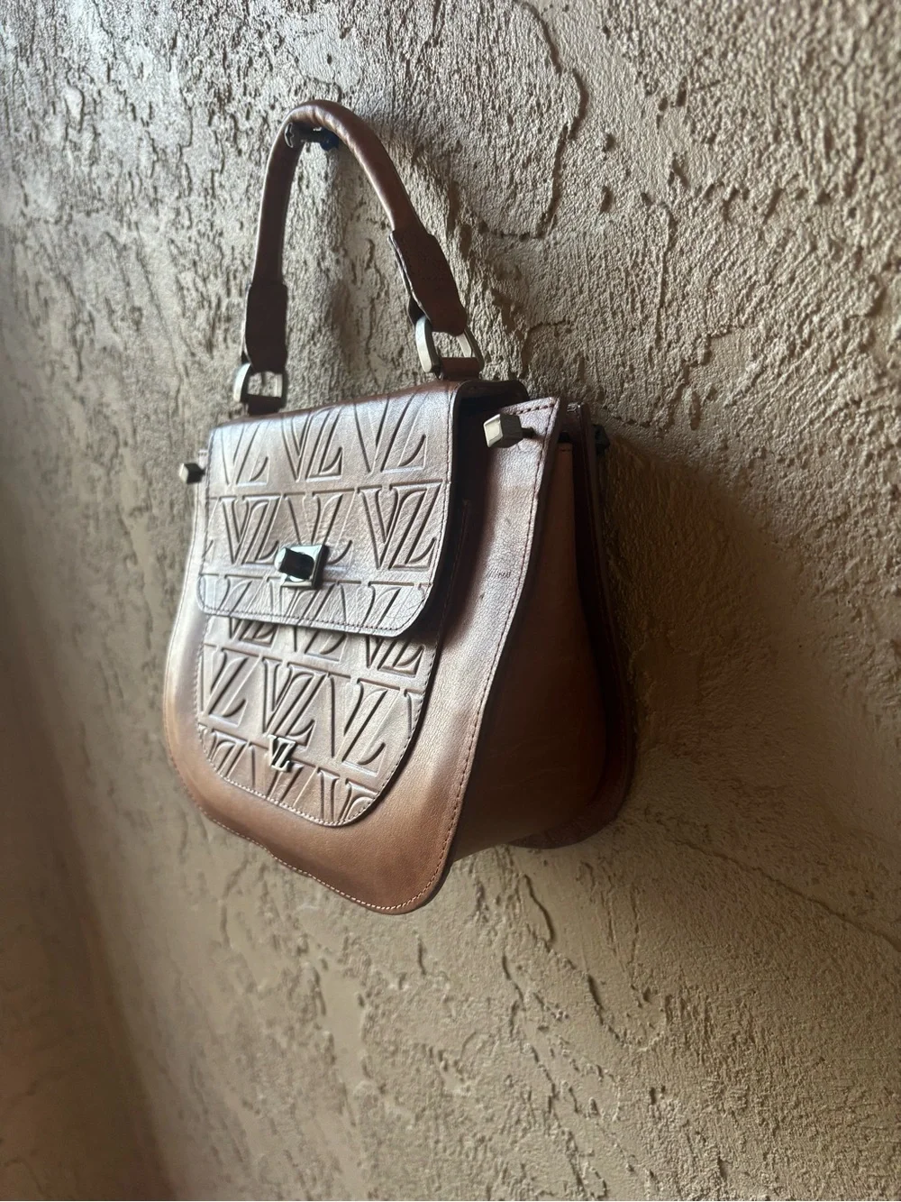 VELEZ Designer Tan Leather Top-Handle Satchel